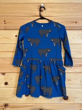 Tea Collection Bear Pocket Dress 100% Cotton